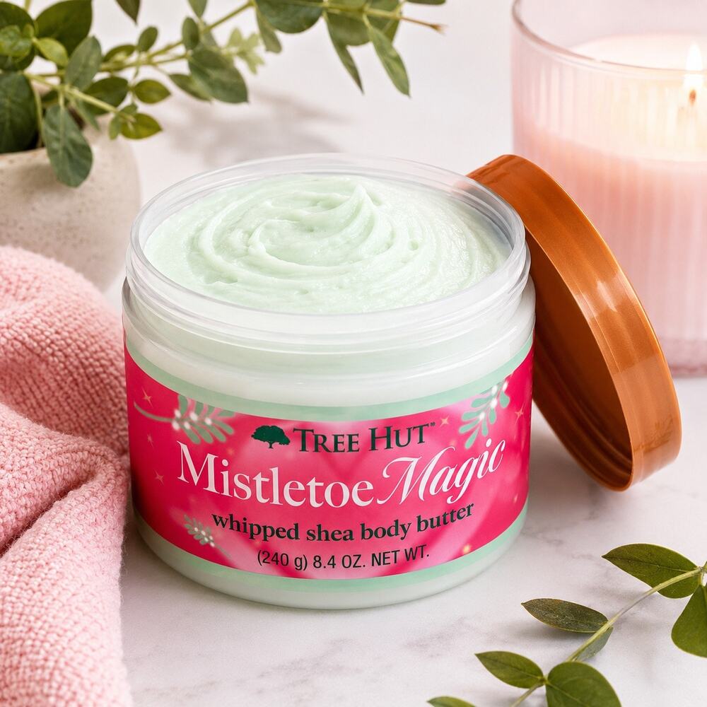 Tree Hut Mistletoe Magic Whipped Shea Body Butter Rare Pink 8.4 New! Spa Pamper
